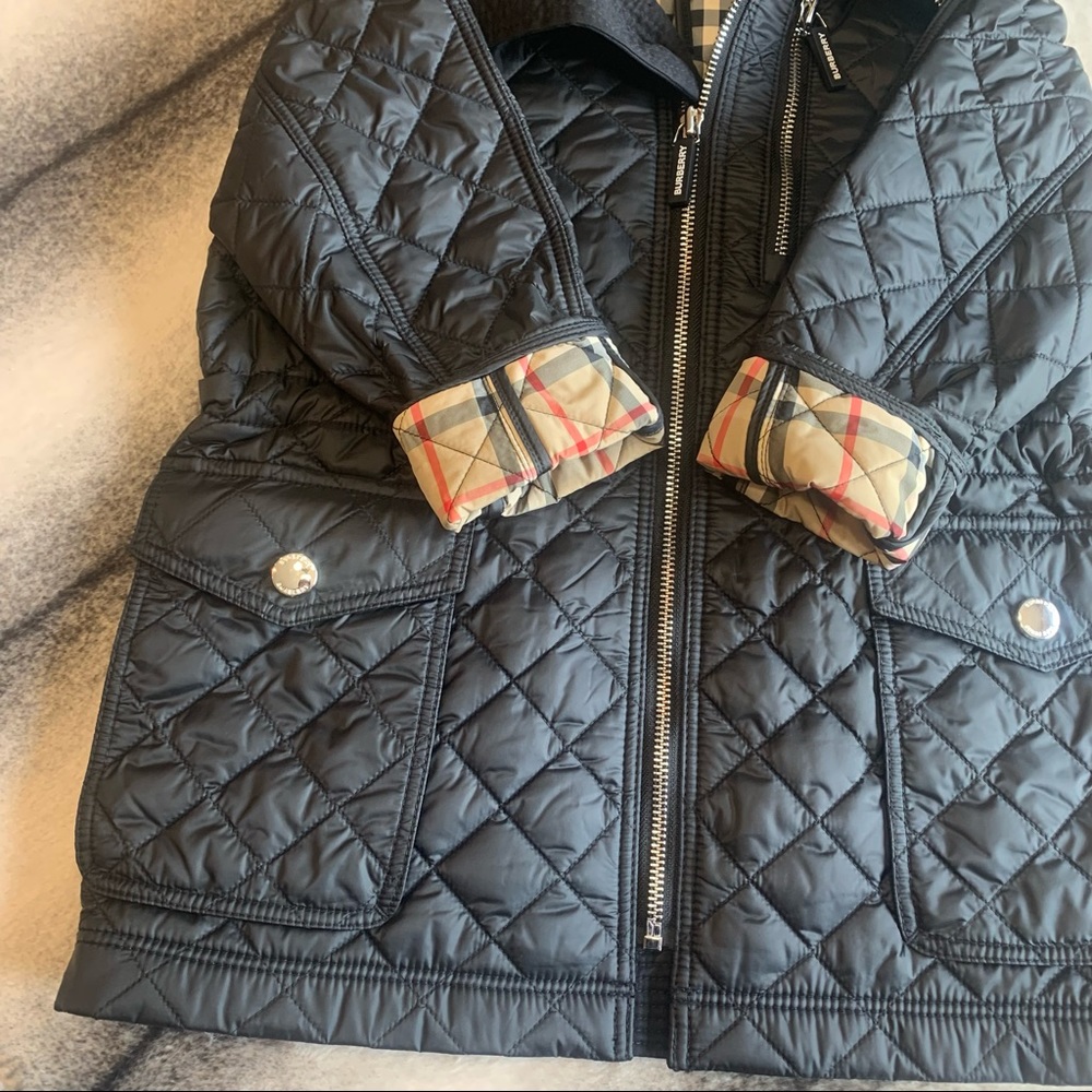 { Burberry } Trey Check Printed Quilted Coat - Picture 3 of 9